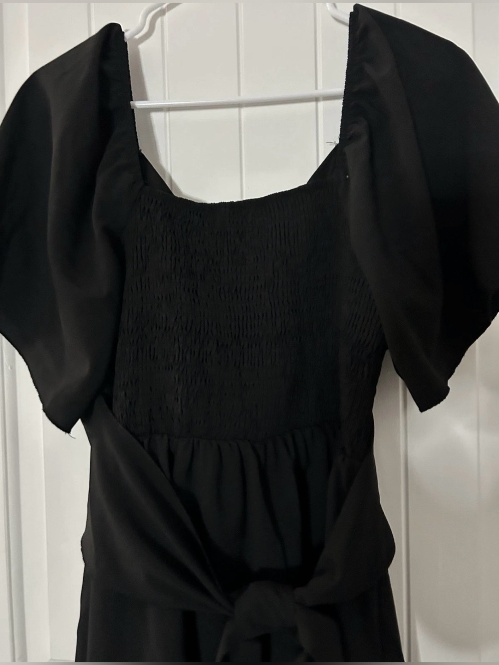 Chic Black Ruffle Wrap Mini Dress - Picture 3 of 12